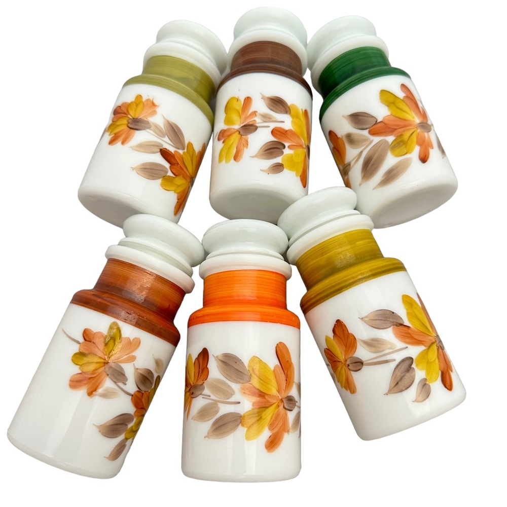 Vintage Milk Glass Spice Jars & Rack - Picture 2 of 8
